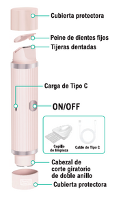 Depiladora doble cabezal USB para cara y cuerpo