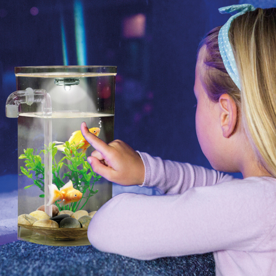 Acuario con limpieza integrada y luz LED