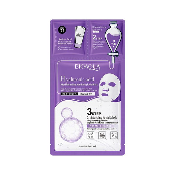 Mascarilla facial 3 pasos ácido hialurónico