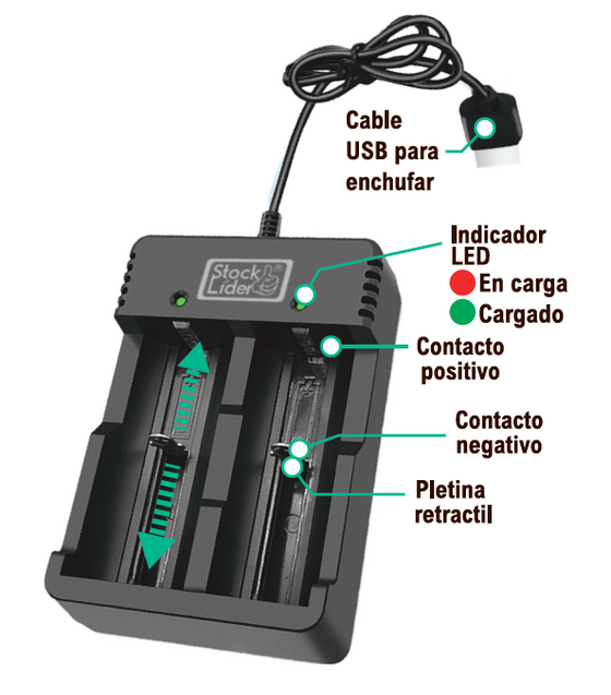 Cargador para pilas 3.7V USB