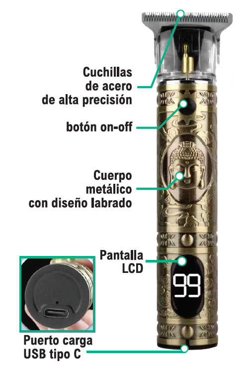 Maquinilla cortapelo con pantalla LCD