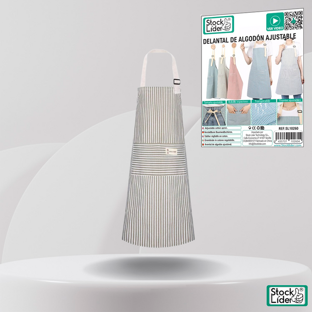 Delantal de algodón ajustable para cocina