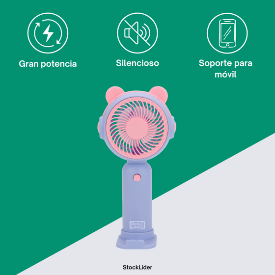 Ventilador portátil con soporte móvil