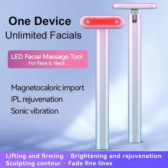 Masajeador facial LED rojo 4 en 1