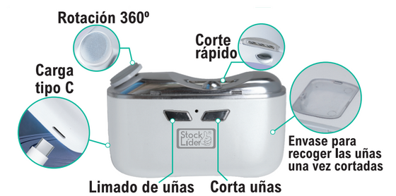 Corta uñas eléctrico 2 en 1 USB