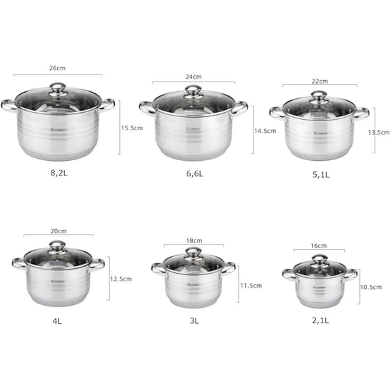 Batería de cocina acero inoxidable 12 piezas