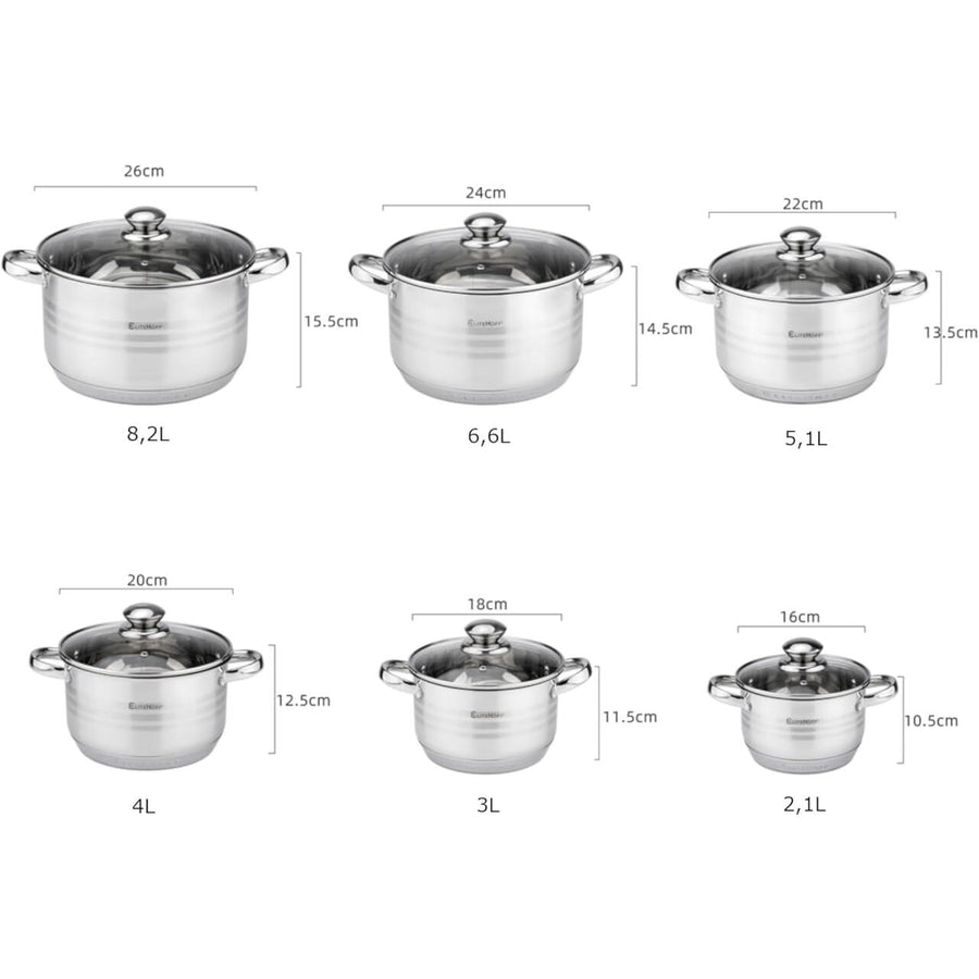 Batería de cocina acero inoxidable 12 piezas