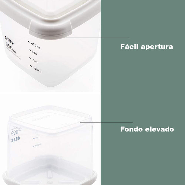 set de recipientes apilables con tapa