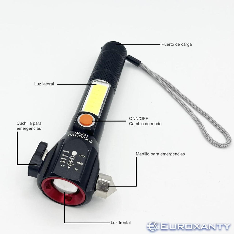 Linterna táctica LED recargable multifunción