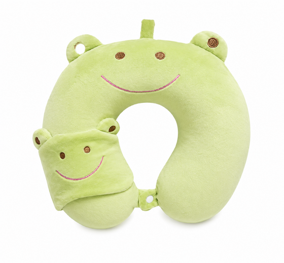 Almohada de viaje infantil con antifaz