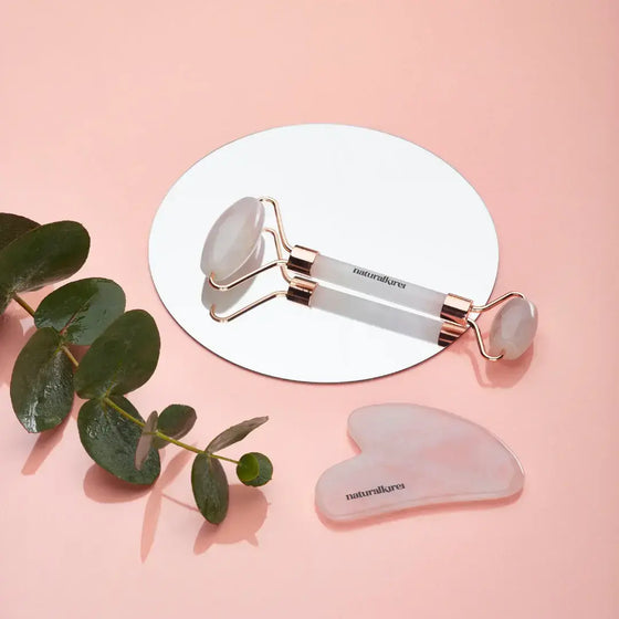 Face Roller de cuarzo rosa para masaje facial