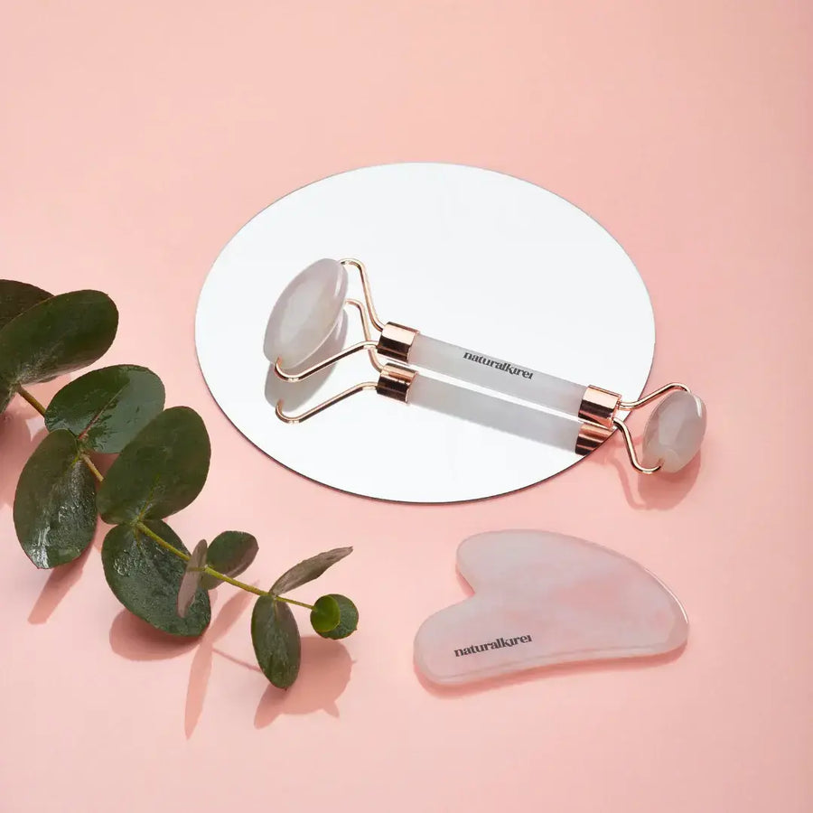 Face Roller de cuarzo rosa para masaje facial