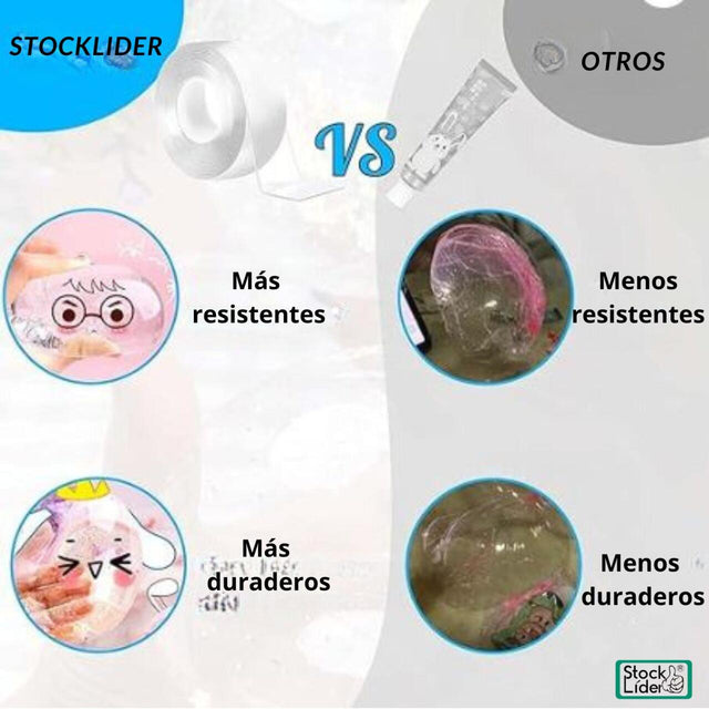 Cinta nanotec reutilizable de doble cara