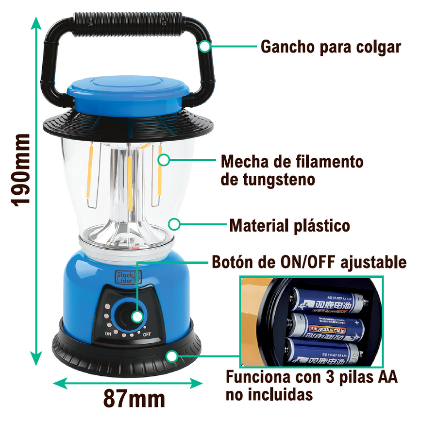 Lámpara camping portátil con brillo ajustable