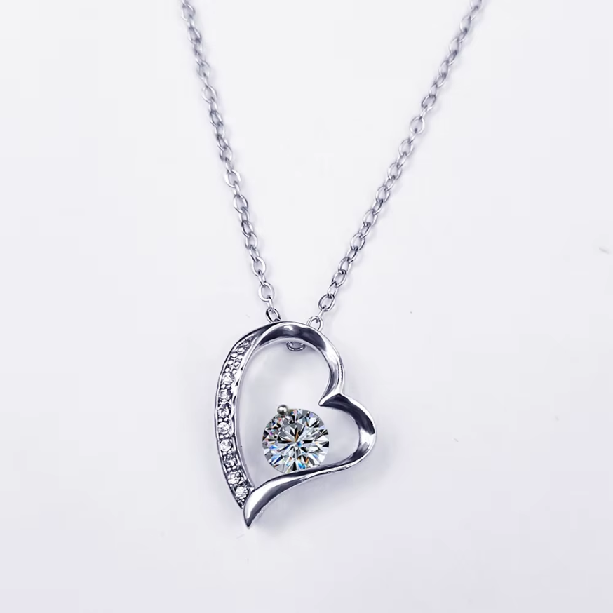 Collar corazón con caja LED de madera