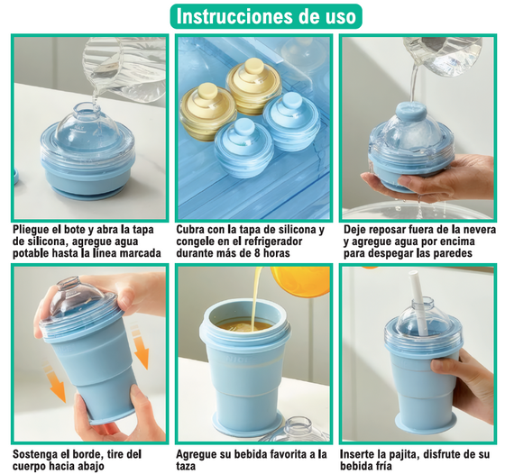 Vaso cubitera hielo 2 en 1 reutilizable