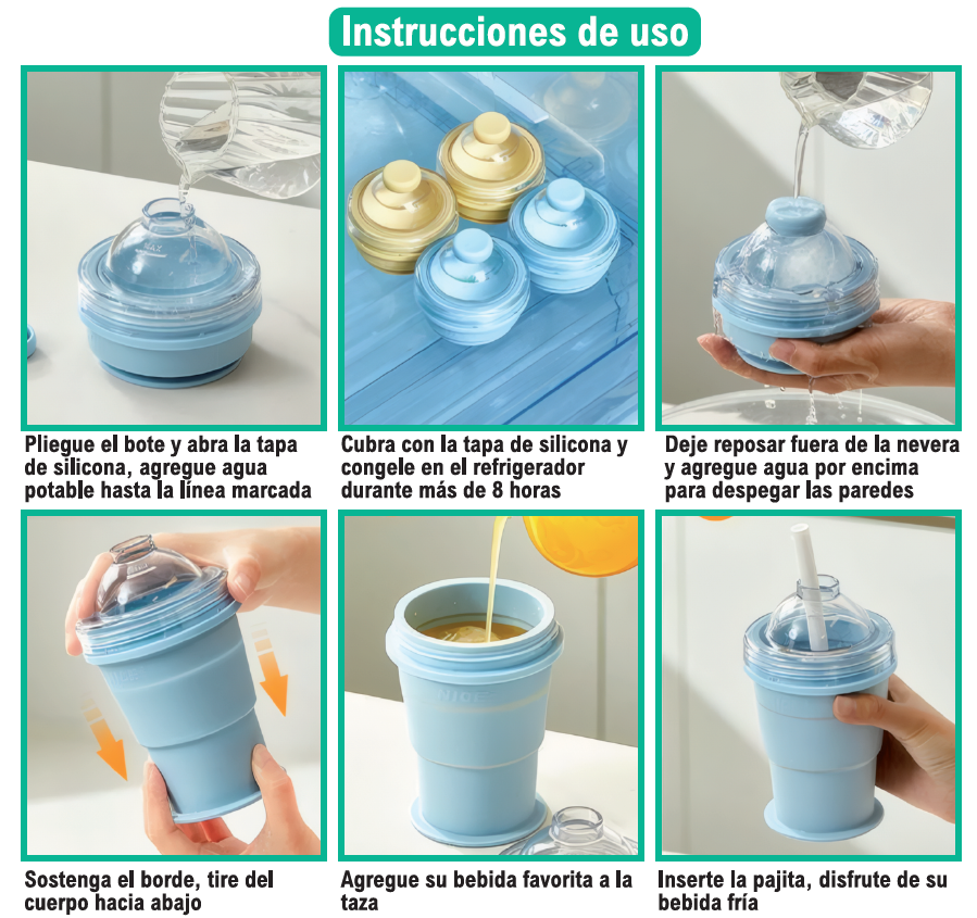 Vaso cubitera hielo 2 en 1 reutilizable