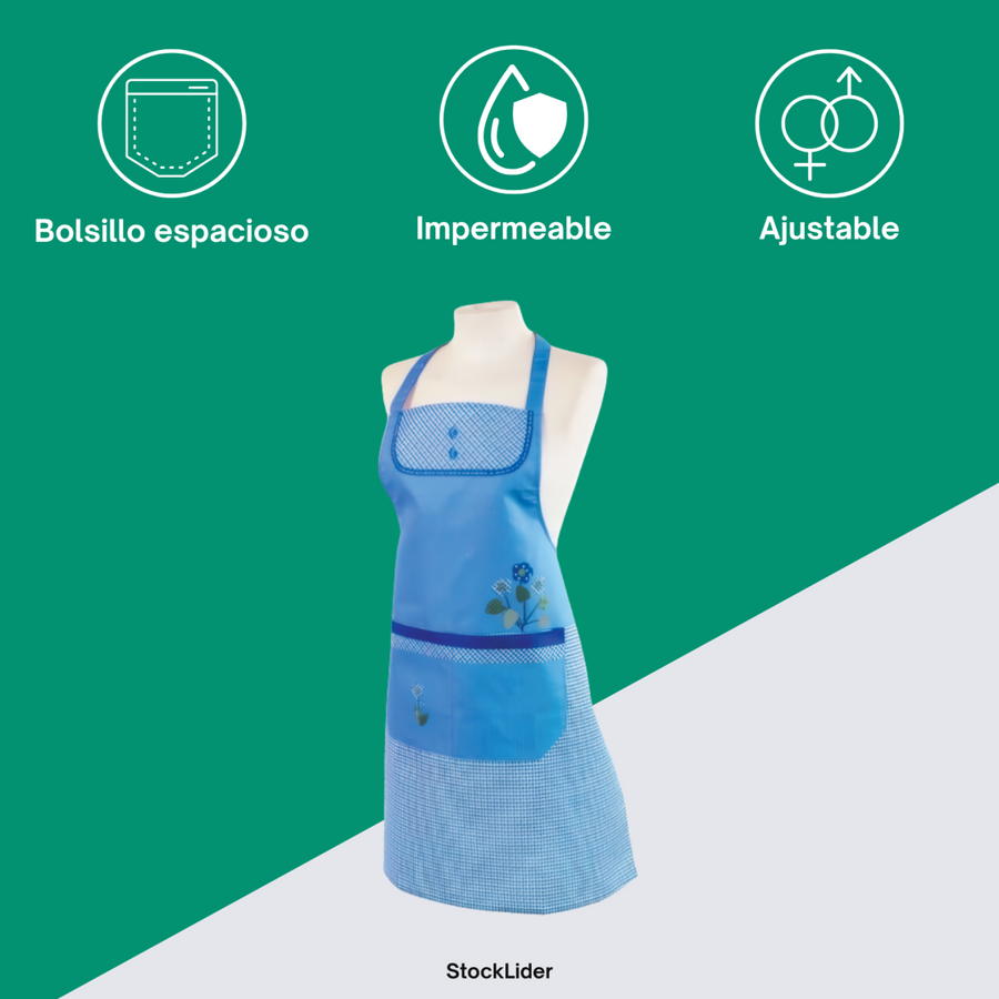 Delantal impermeable ajustable con bolsillos