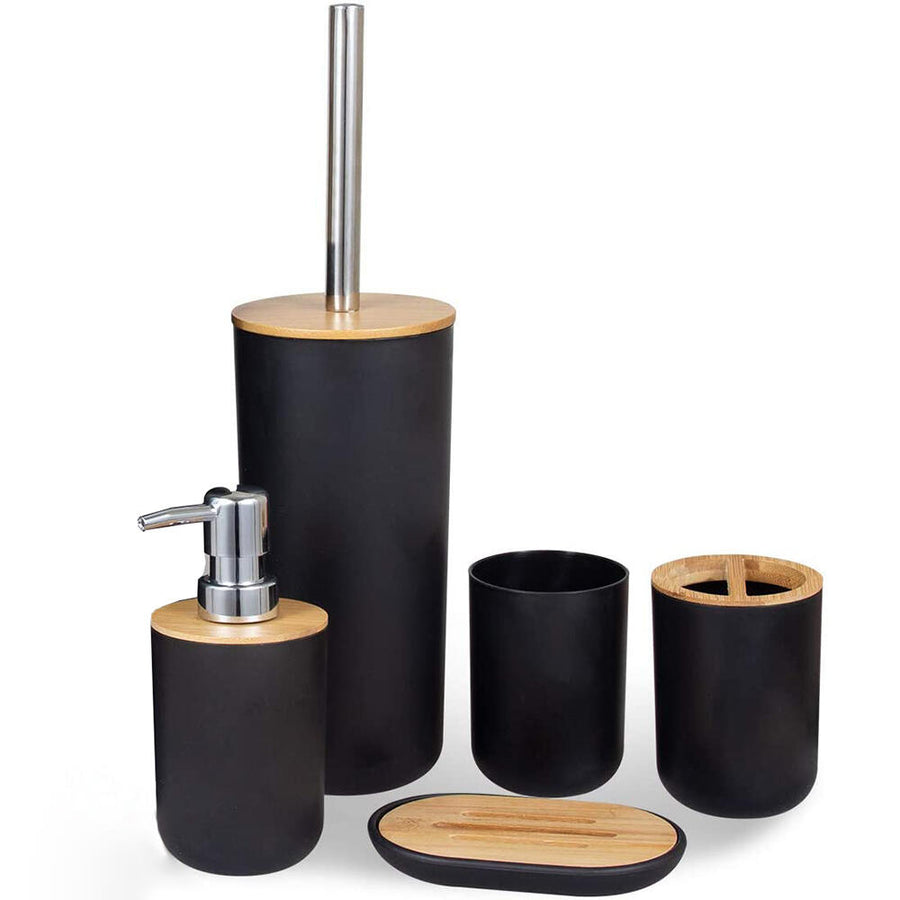 Baño ordenado con toque bambú