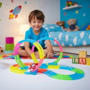 Pista de coches flexible que brilla