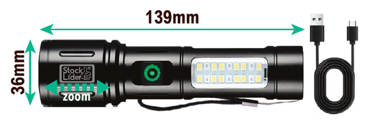 Linterna recargable USB-C con zoom