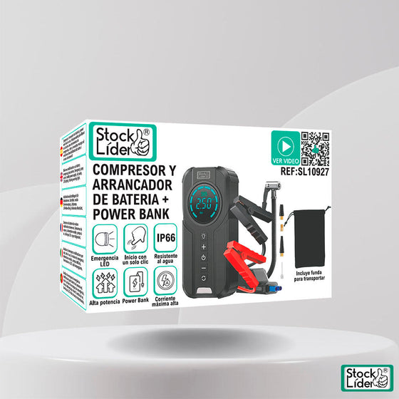 Compresor arrancador batería coche portátil