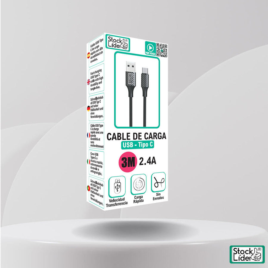 Cable USB Tipo C 3M largo y resistente