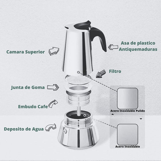 Cafetera italiana inducción 6 tazas