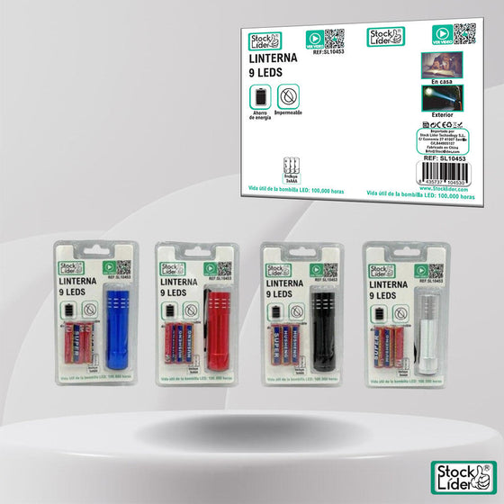 Linterna 9 LEDS de aluminio compacta