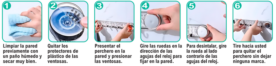 Perchero con ventosa sin agujeros