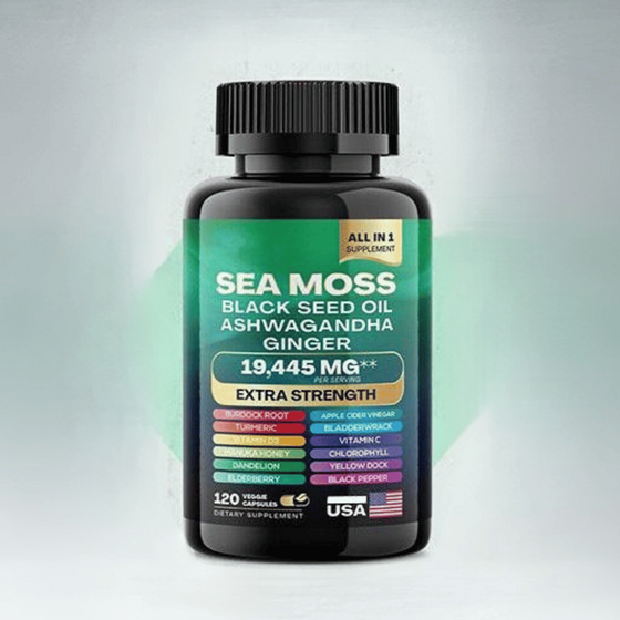 Sea Moss Black Seed Ashwagandha cápsulas