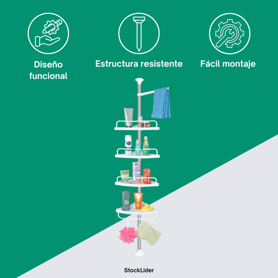 Estantería extensible para baño sin taladro