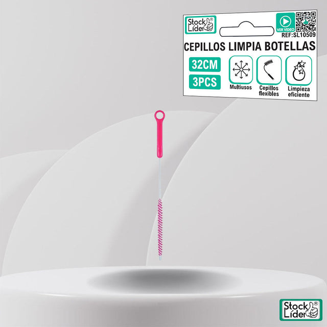 Cepillos limpia botellas flexibles 3 uds