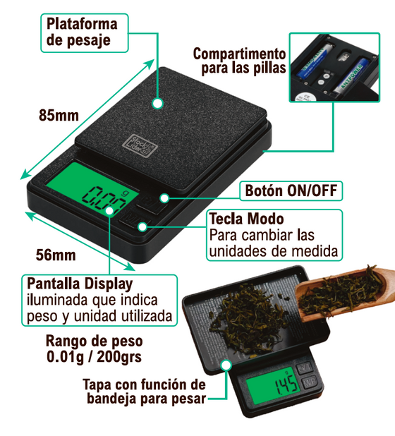 Báscula digital de precisión compacta