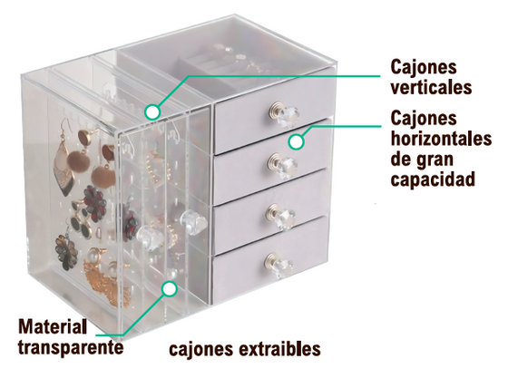 Joyero de 4 niveles transparente
