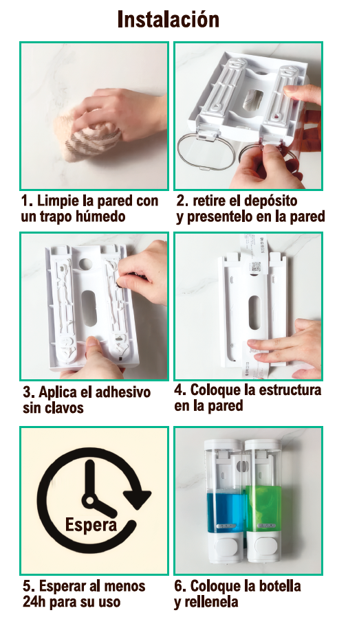 Dispensador de jabón mural adhesivo