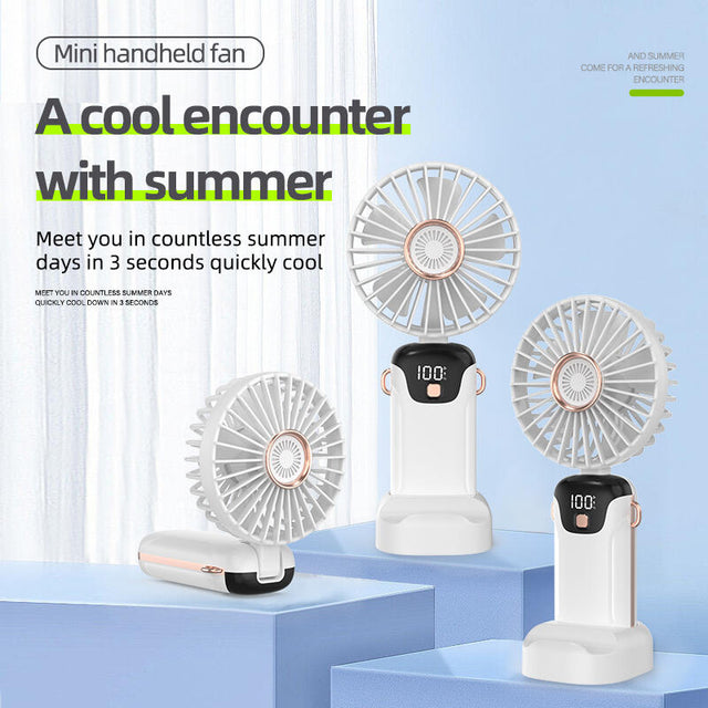 Ventilador de mano con pantalla digital