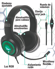 Auriculares gaming RGB con micrófono