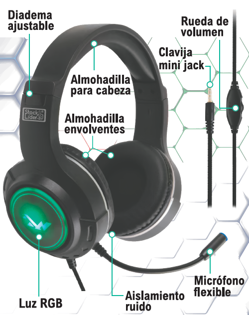Auriculares gaming RGB con micrófono