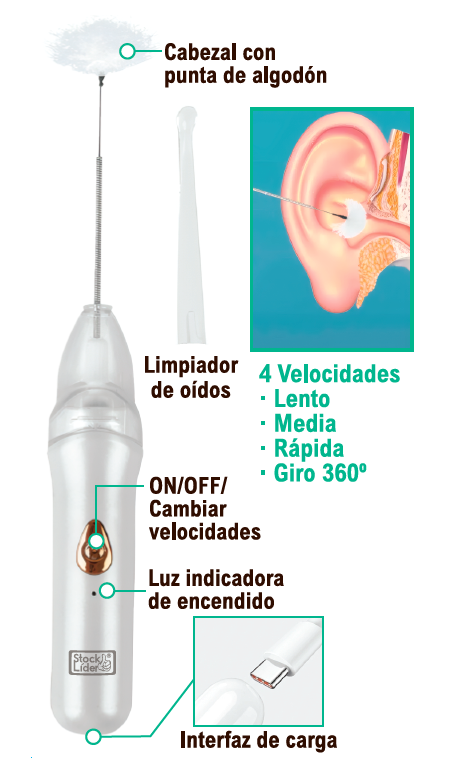 Limpiador de oídos recargable suave