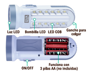 Lámpara de trabajo LED + COB portátil