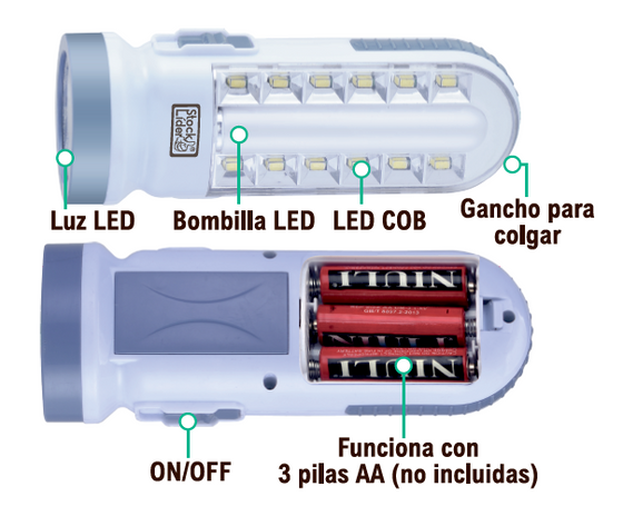 Lámpara de trabajo LED + COB portátil