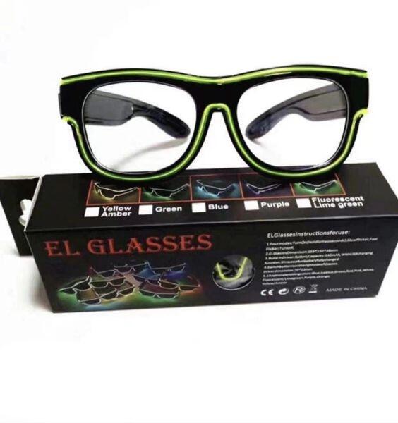 Gafas de luz recargables USB LED
