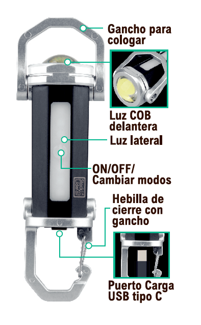 Linterna llavero multifunción recargable