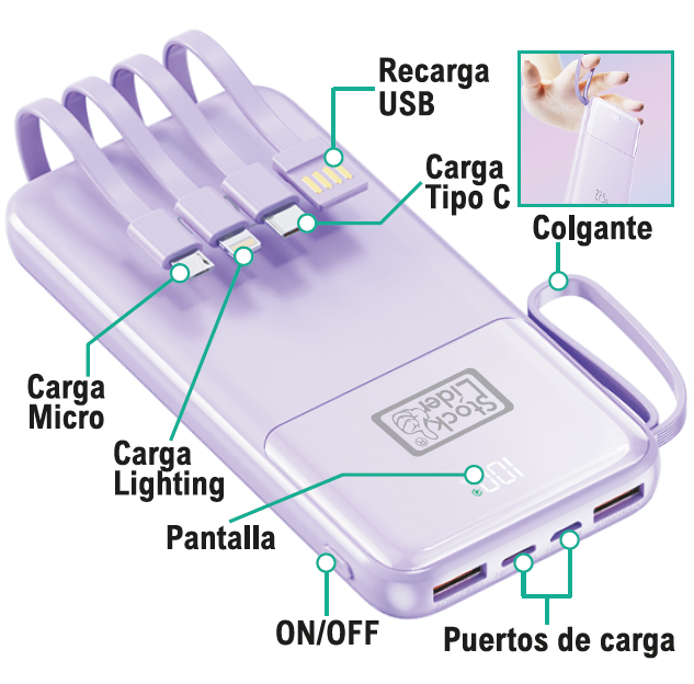 Powerbank carga rápida 10000mAh compacta