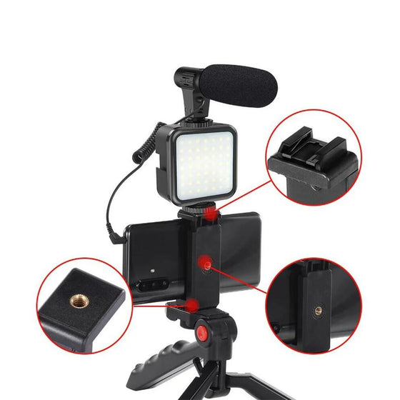 Micrófono con LED y soporte para streaming