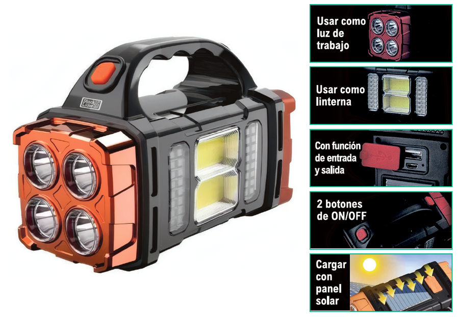 Lámpara solar portátil LED COB