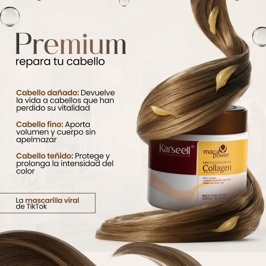 Crema Karsel Colágeno 500 ml para pelo seco