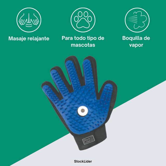 Guante quitapelusas con vaporizador para mascotas