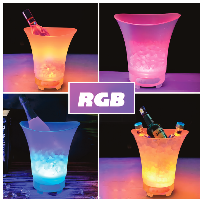 Cubitera con altavoz Bluetooth y luz RGB
